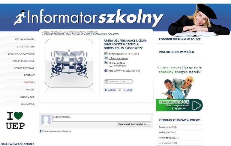 Atena Liceum Ogólnokształcące dla Dorosłych w Bydgoszczy Atena Liceum Ogólnokształcące dla Dorosłych w Bydgoszczy