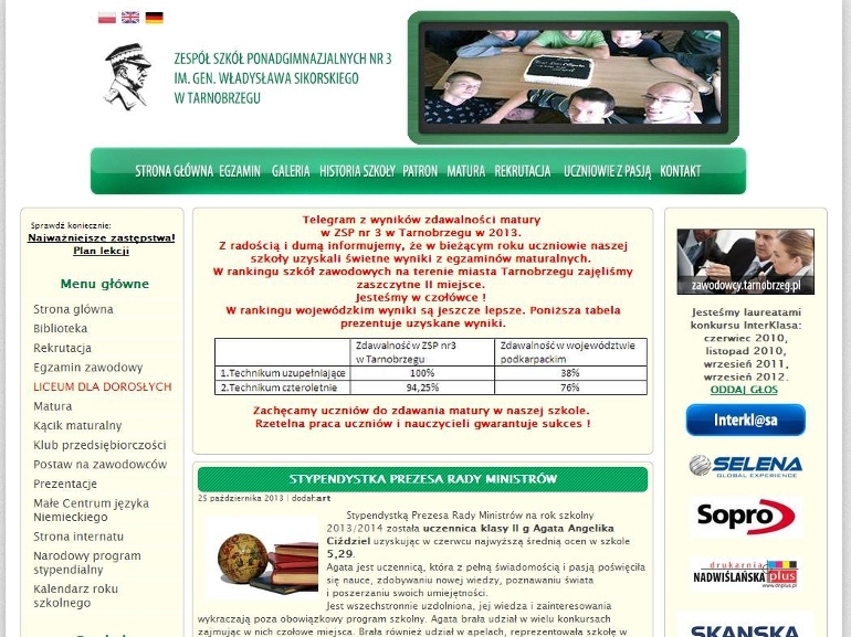 Zespół Szkół Ponadgimnazjalnych nr 3 im. W. Sikorskiego Zespół Szkół Ponadgimnazjalnych nr 3 im. W. Sikorskiego