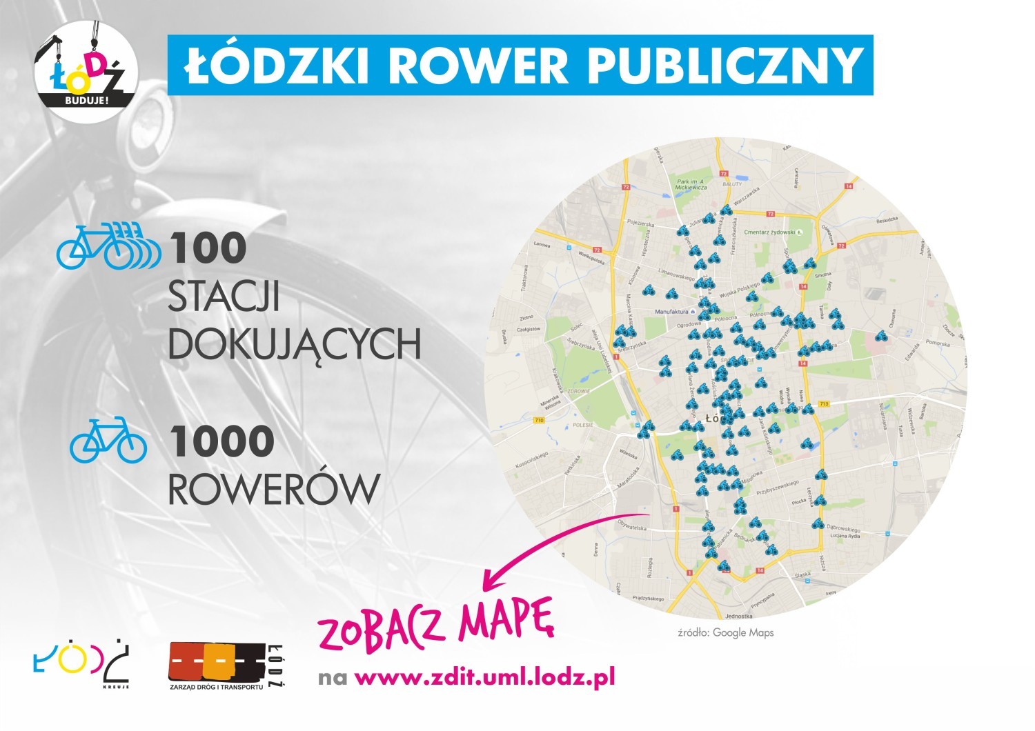 Mapa roweru miejskieego w Łodzi
