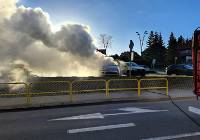 Pożar auta na parkingu przy centrum kultury w Chojnicach
