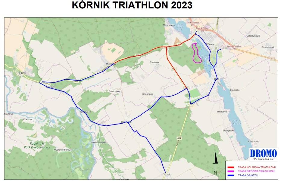 Greatman Kórnik Triathlon 2023 - będą utrudnienia w ruchu. Sprawdź które ulice w Kórniku będą niedostępne dla kierowców