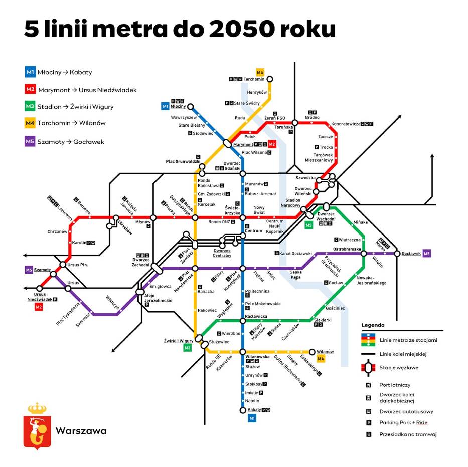Docelowa sieć metra w Warszawie