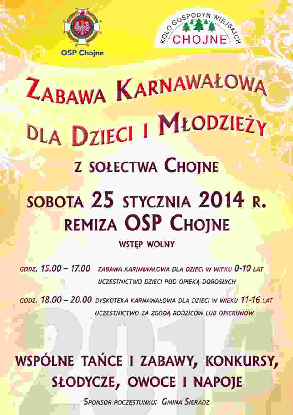 Dziecięcy bal karnawałowy w Chojnem