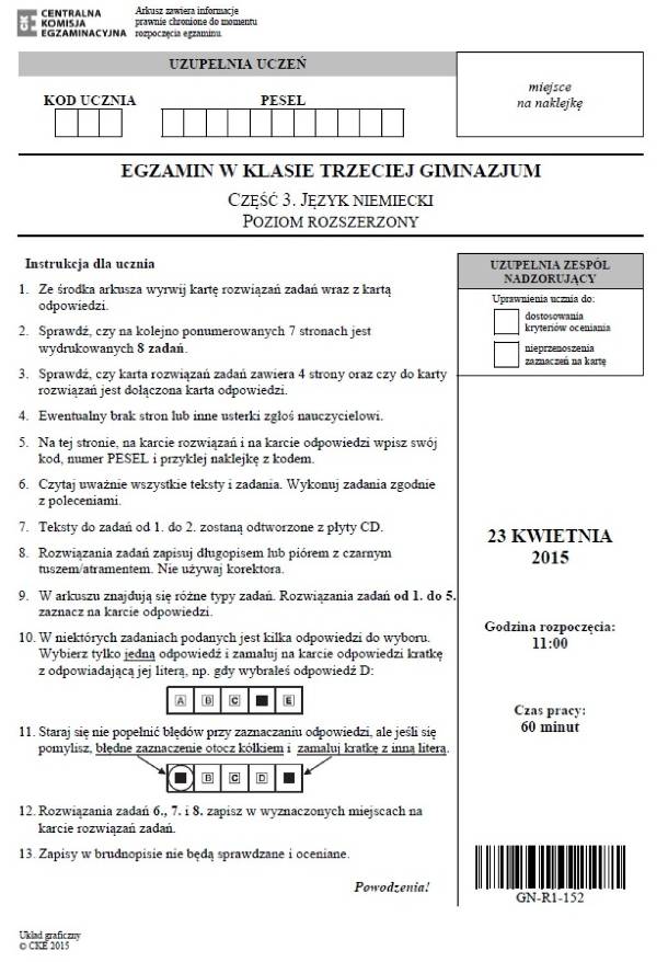 Sprawdzian z niemieckiego infos 1a kennenlernen