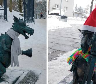 Krakowskie smoki w zimowych stylizacjach. O co chodzi? ZDJĘCIA