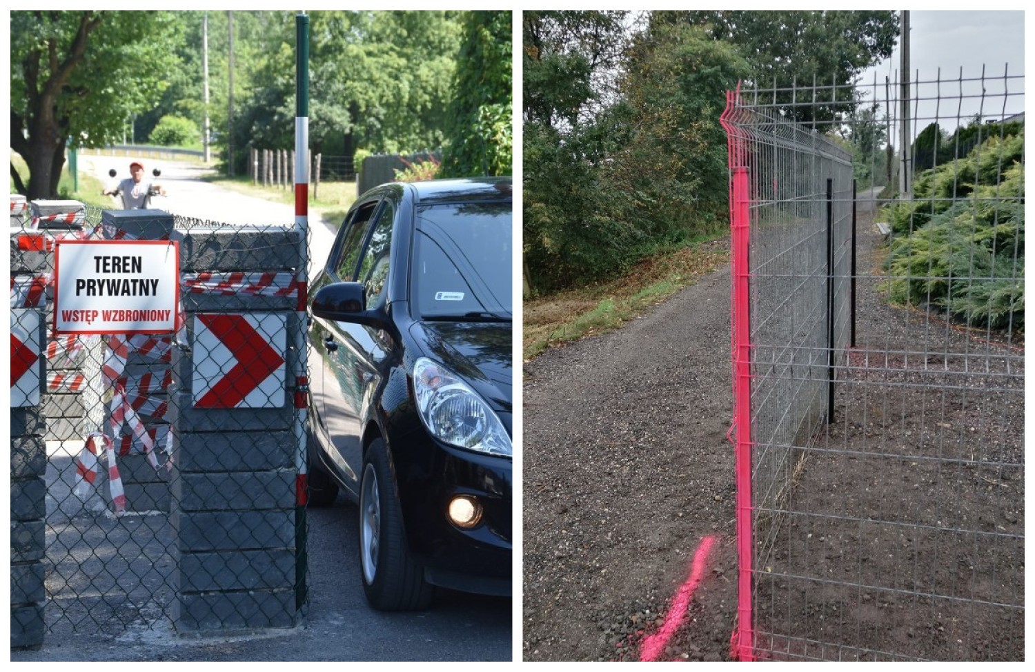 W Rybniku mieszkańcy stawiają płoty na środku dróg, które biegną po ich działkach