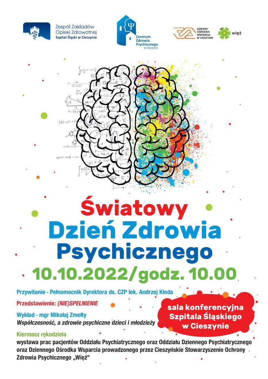 Światowy Dzień Zdrowia Psychicznego w Szpitalu Śląskim w Cieszynie, plakat