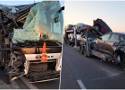 Wypadek w Hurku pod Przemyślem. Na DK 28 autokar najechał na tył ciężarówki. Cud, że nikt nie został poważnie ranny [ZDJĘCIA]