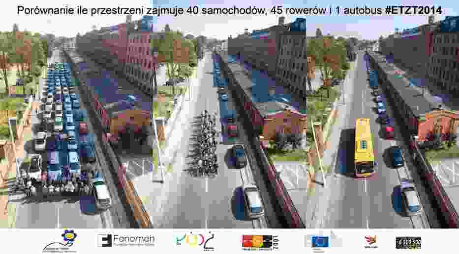 Na ul. Tymienieckiego sfotografowano 40 samochodów, 45 rowerzystów i 1 autobus.