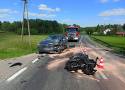 Wypadek motocyklisty na DK 16. Kierowca w ciężkim stanie trafił do szpitala