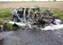 Wypadek na trasie Kuszewo (gm. Skoki) - Popowo Kościelne (gm. Mieścisko). Auto całkowicie spłonęło!
