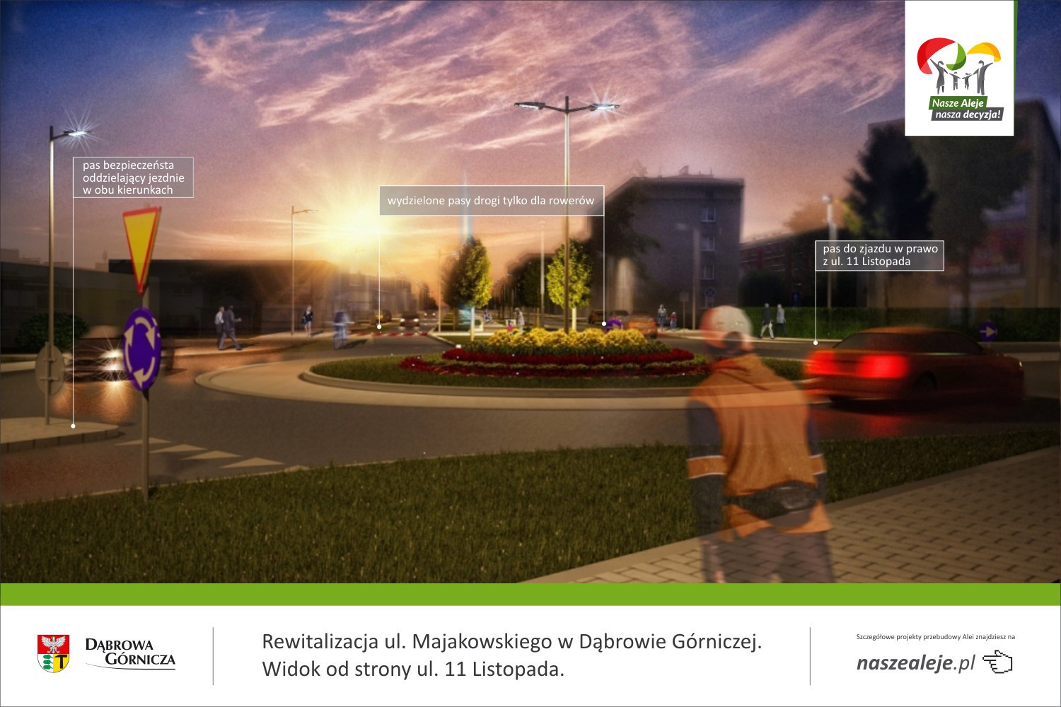 Aleje Majakowskiego Dąbrowa Górnicza projekt przebudowy
