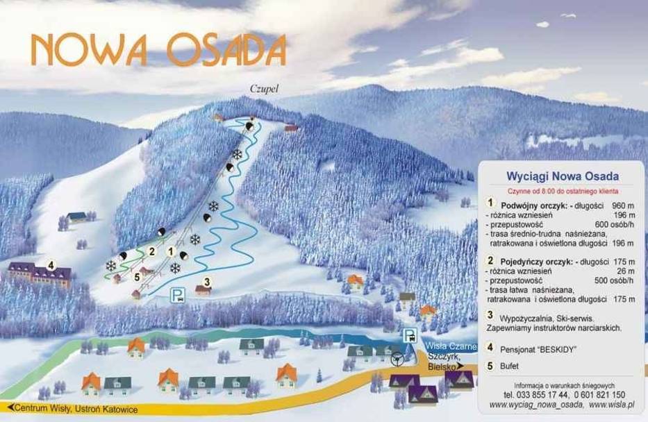 Stoki Narciarskie Wisła I Okolice WISŁA stoki, wyciągi narciarskie: NOWA OSADA [Warunki, cennik, kamera