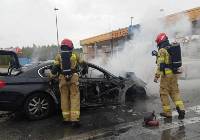 Wypadek. Pożar samochodu na autostradzie A1 pod Toruniem