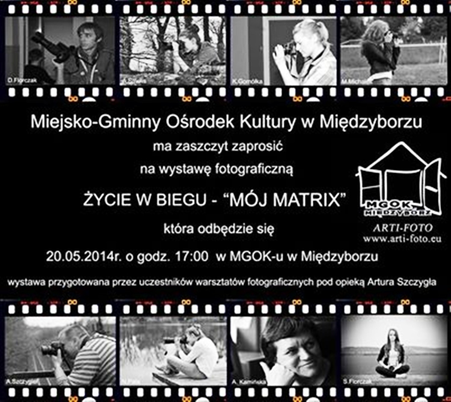 Plakat ilustrujący zaproszenie na wystawę fotograficzną Życie w Biegu – „Mój Matrix”