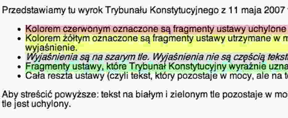 Wyrok Trybunału Konstytucyjnego w formie kolorowanki