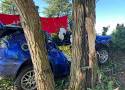 Śmiertelny wypadek koło Oleśnicy. Samochód uderzył w drzewo. Kierowca i pasażer nie żyją