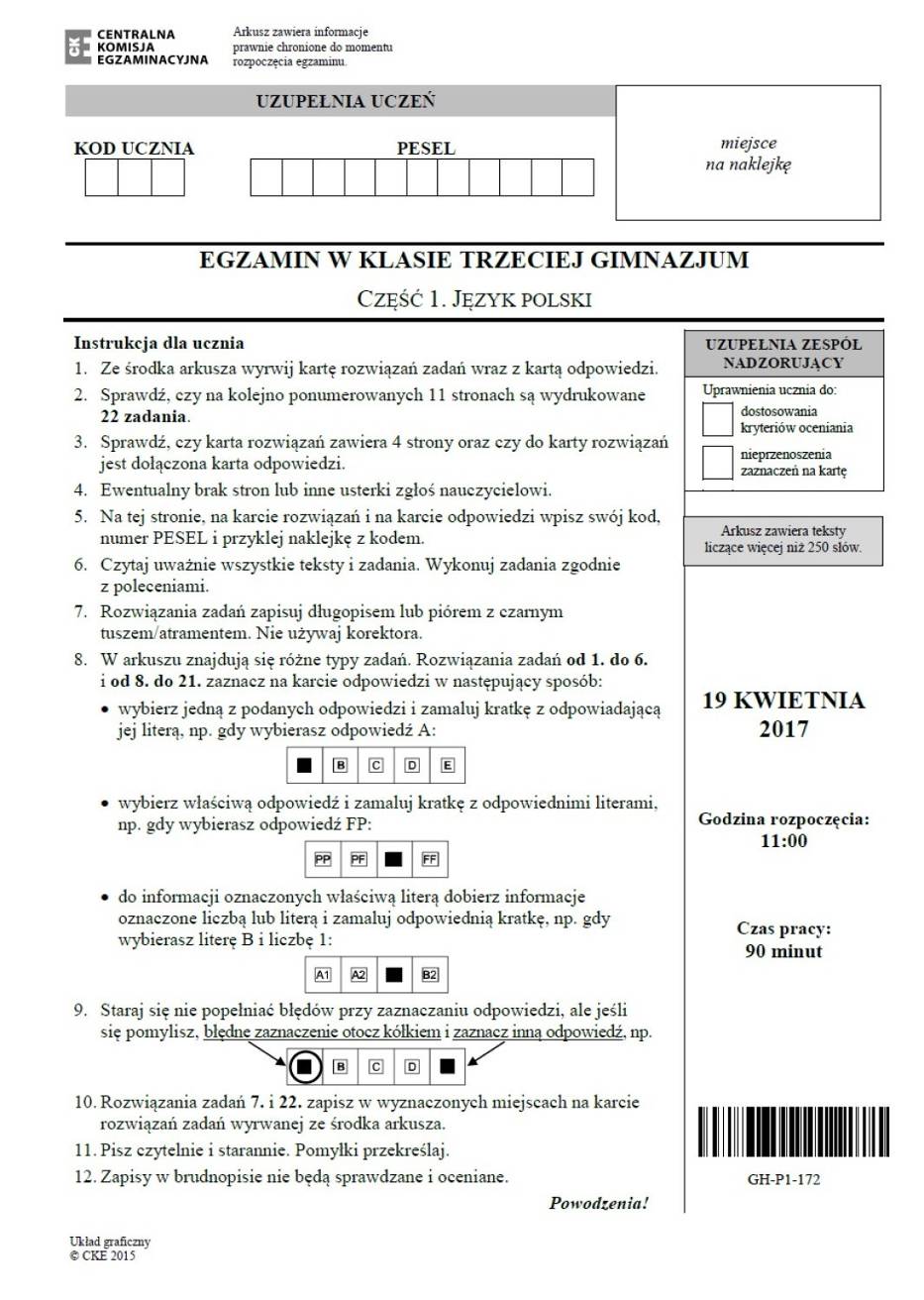 Test Diagnozujący Z Języka Polskiego Klasa 4 Nowa Era Egzamin gimnazjalny 2017. Test z języka polskiego [ARKUSZE, ODPOWIEDZI