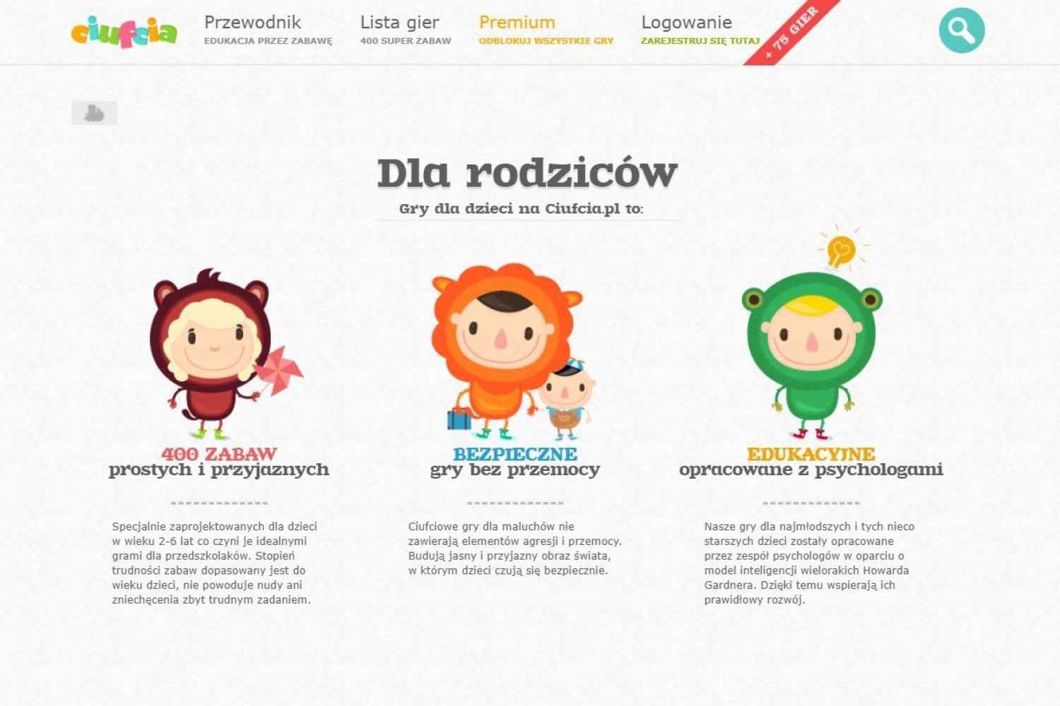 Gry edukacyjne dla przedszkolaków: CiufciaCiufcia to portal edukacyjny przeznaczony dla dzieci w wieku od 2 do 6 lat oraz ich rodziców