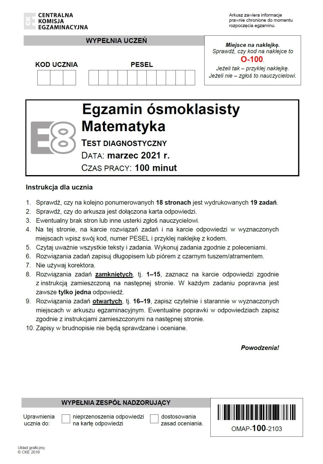 Próbny egzamin ósmoklasisty 2021 matematyka