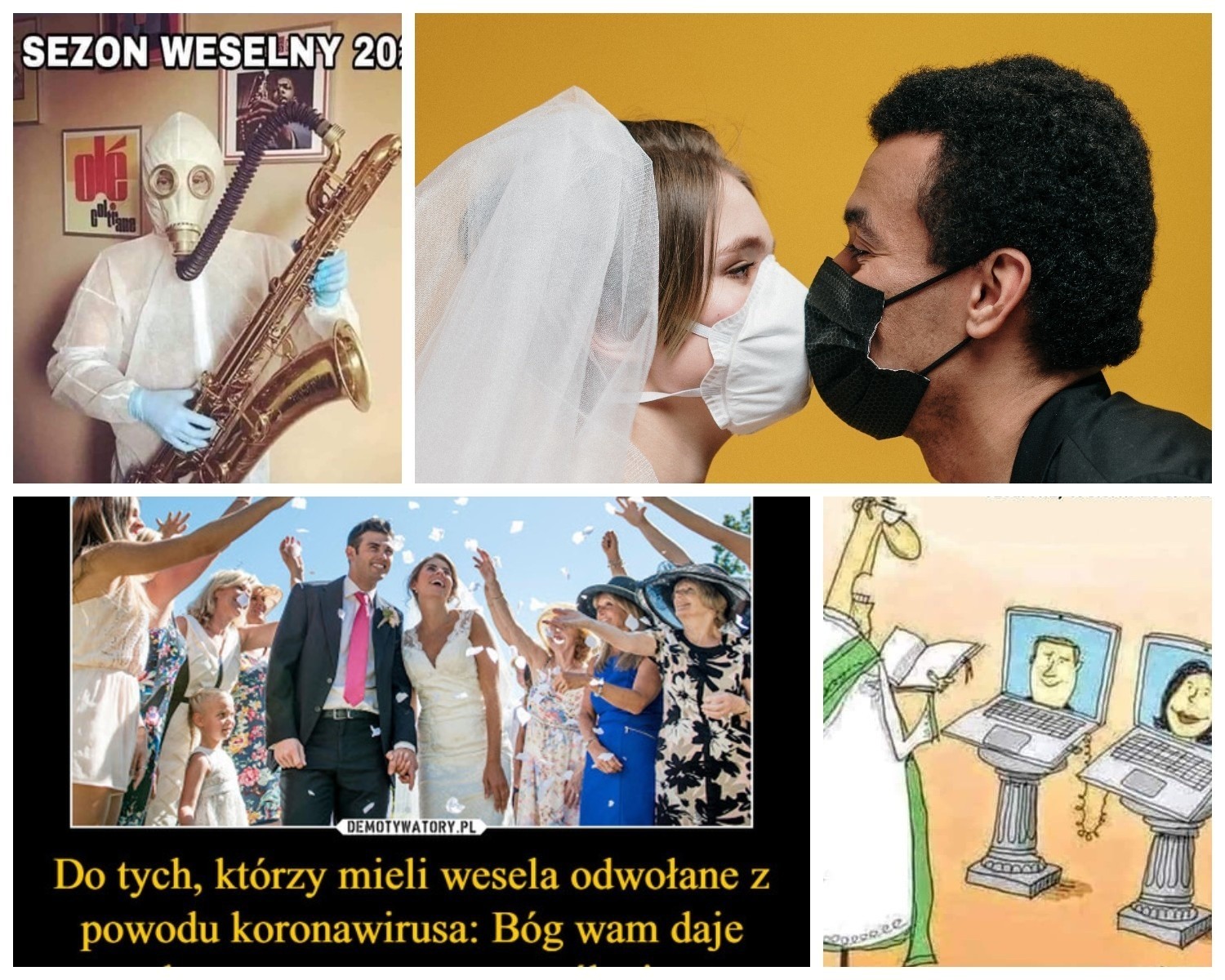 Z powodu pandemii koronawirusa pary młode na całym świecie musiały odwołać, przenieść swój ślub, lub zorganizować go w nietypowych warunkach