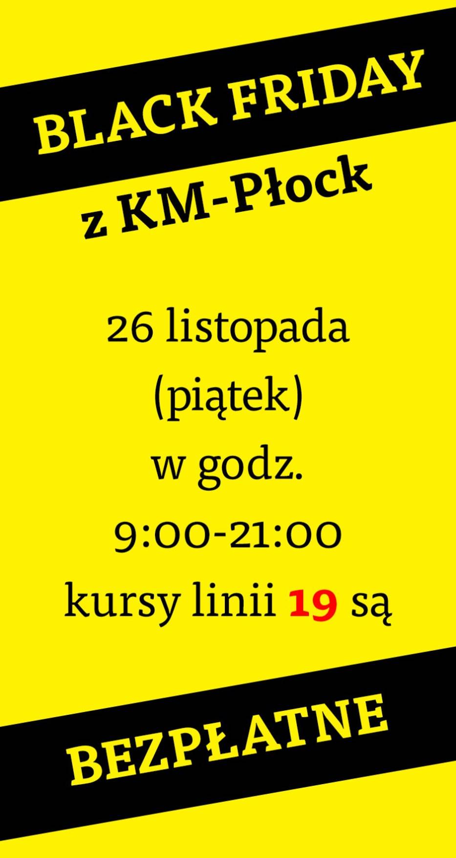 Black Friday. KM Płock wspólnie z Galerią Mazovia oferuje darmowy przejazd linią nr 19