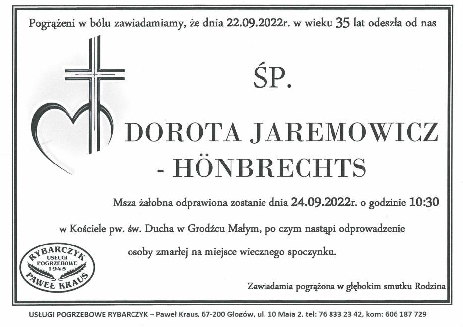 Zmarła Dorota Jaremowicz - Hönbrechts