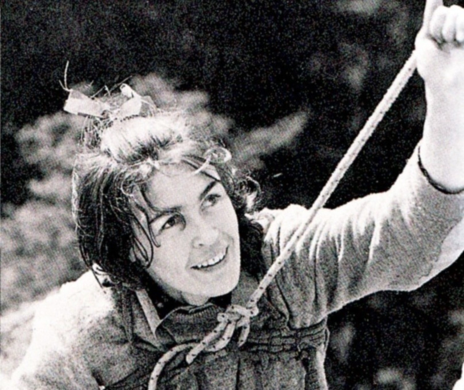 Wanda Rutkiewicz na Krzywej Turni w Sokolikach (lata 70