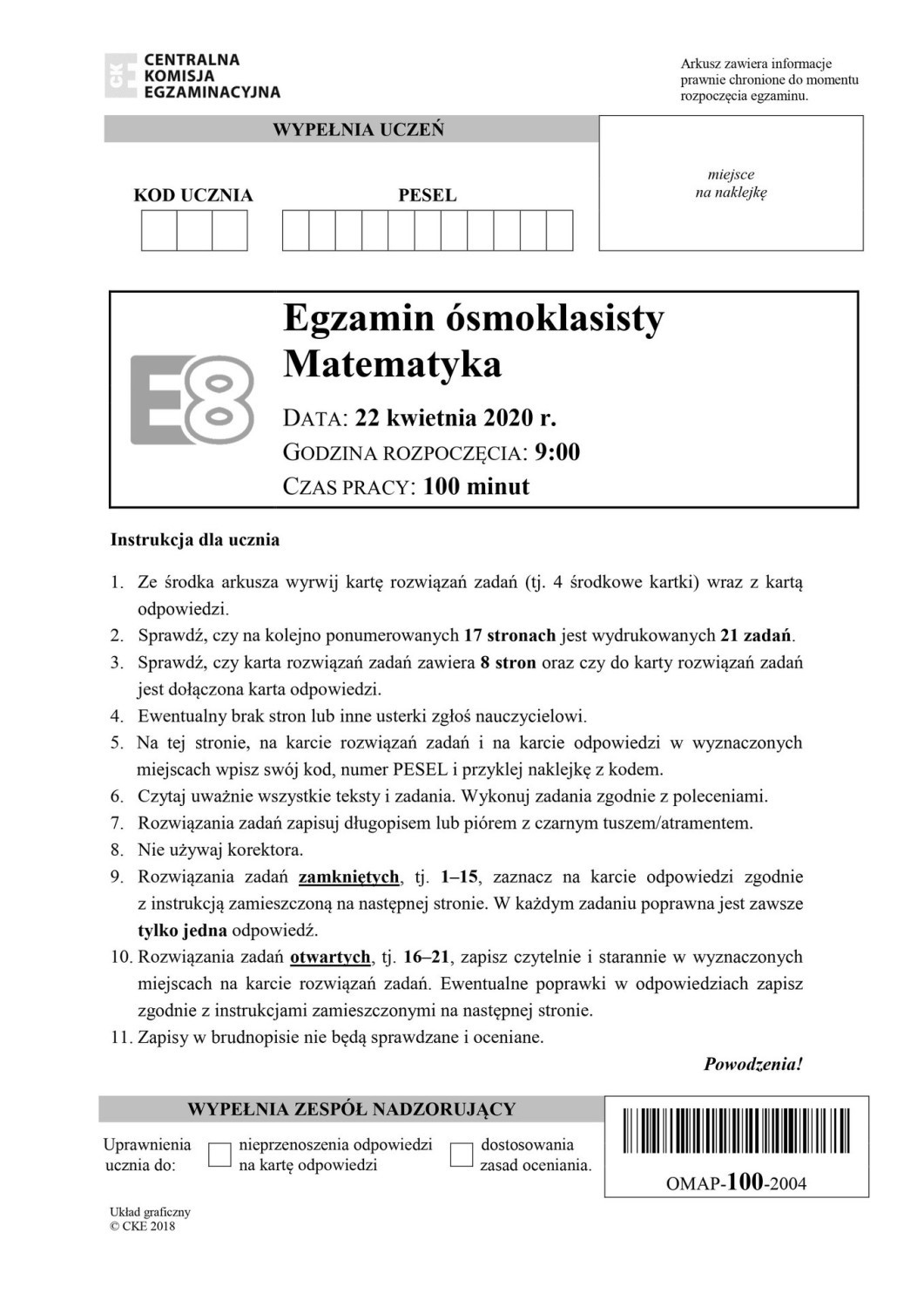 Egzamin ósmoklasisty 2020