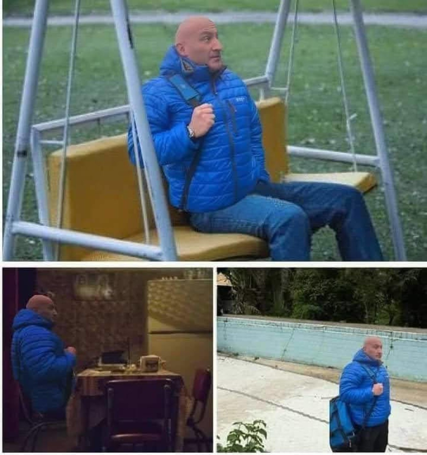 Marcin Najman w niebieskiej kurtce stał się popularnym motywem memów