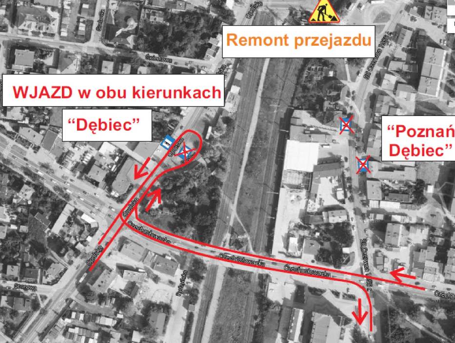 Schemat objazdu dla linii nr 49