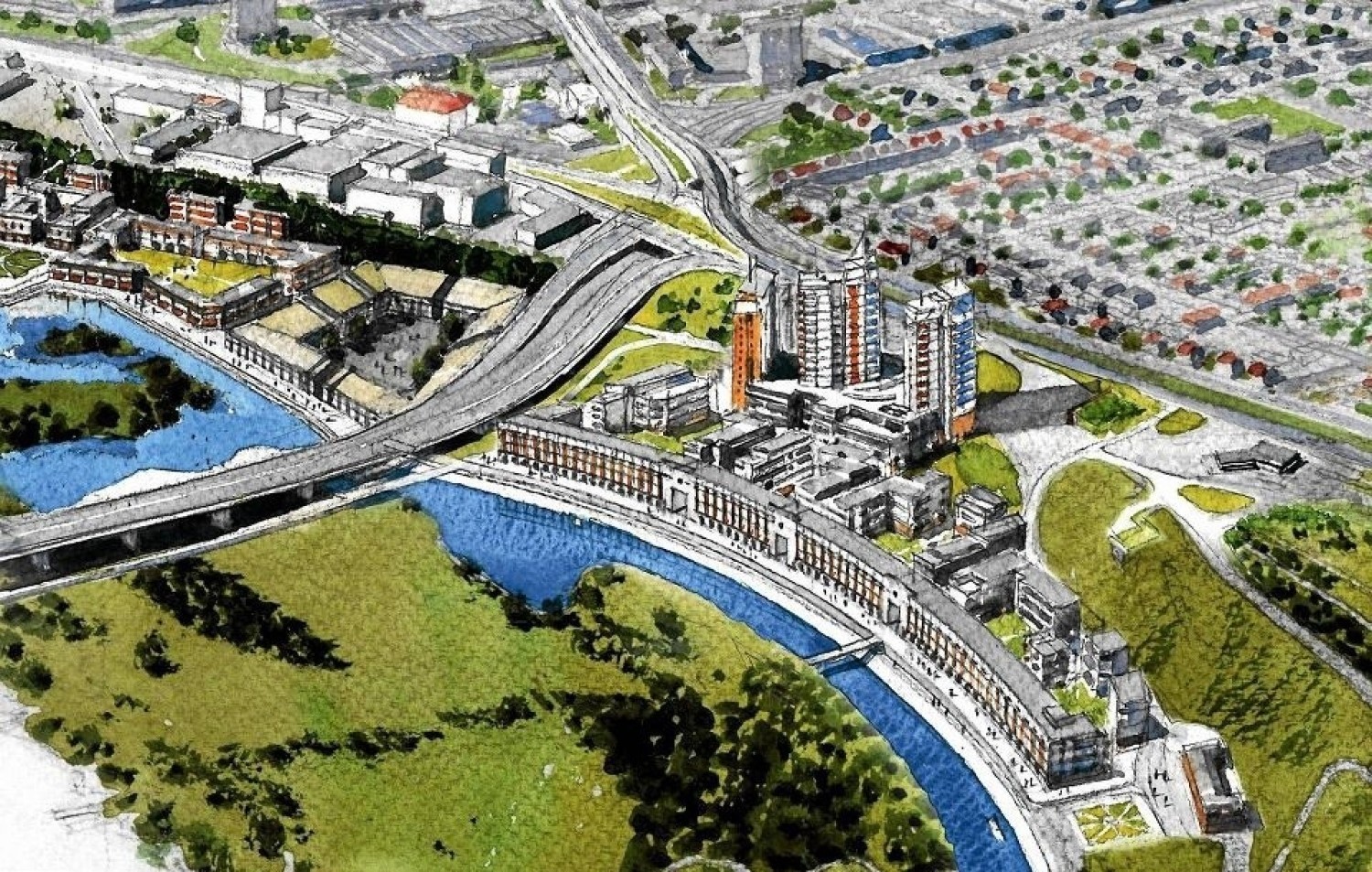 Tak miało wyglądać Nowe Centrum Torunia wg Czesława Bieleckiego