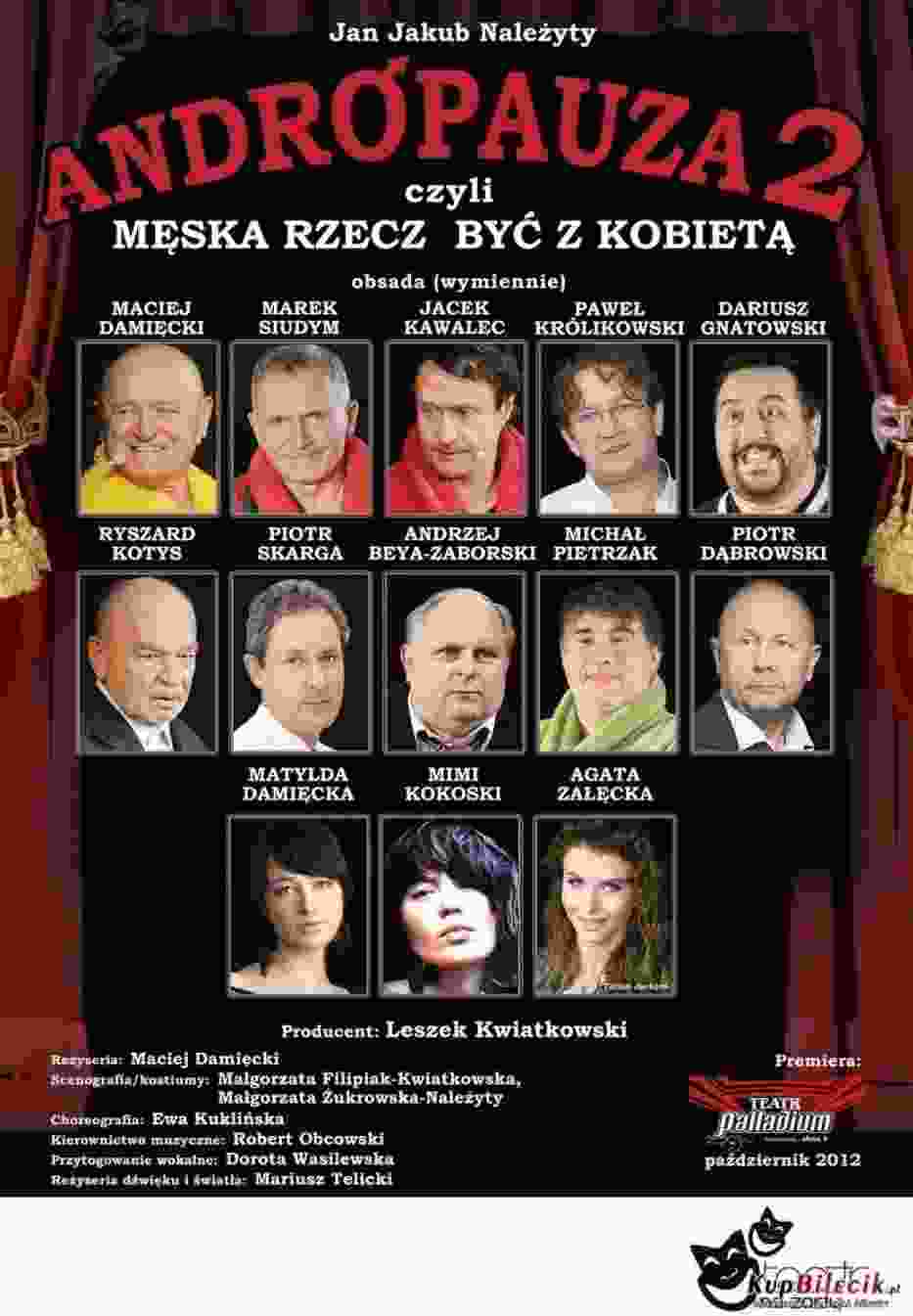 Plakat spektaklu Andropauza 2, czyli męska rzecz być kobietą