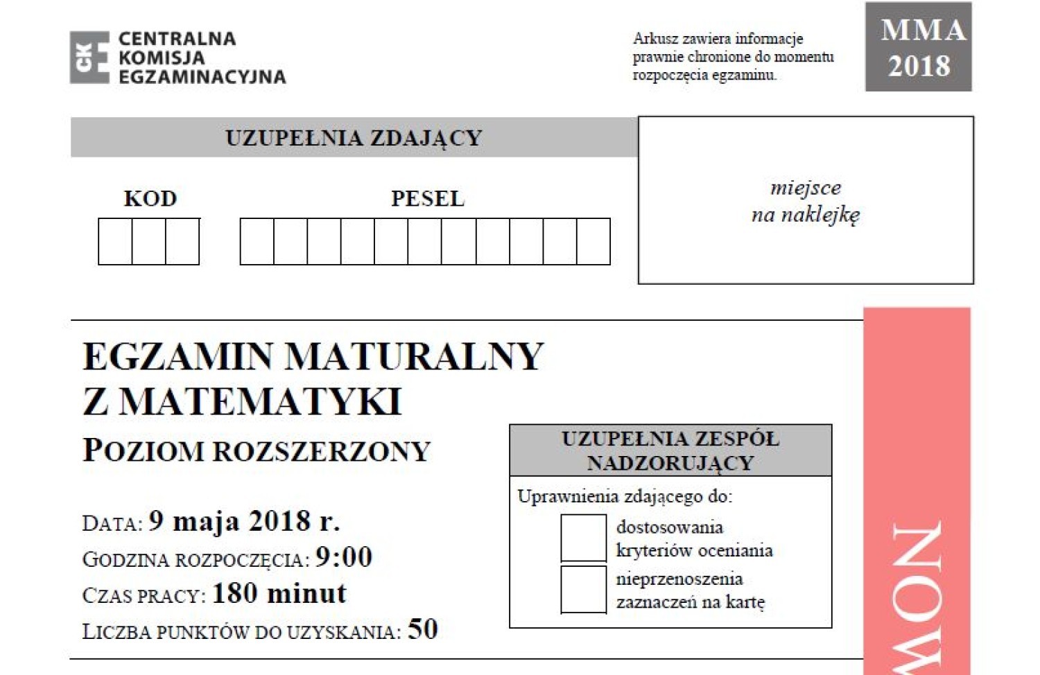 Matura 2018 matematyka poziom rozszerzony