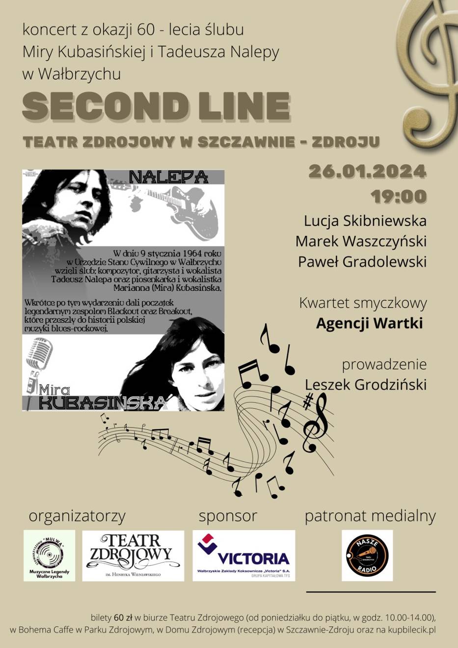 Koncert z okazji 60-lecia wydarzenia odbędzie się w 26 stycznia w Szczawnie-Zdroju