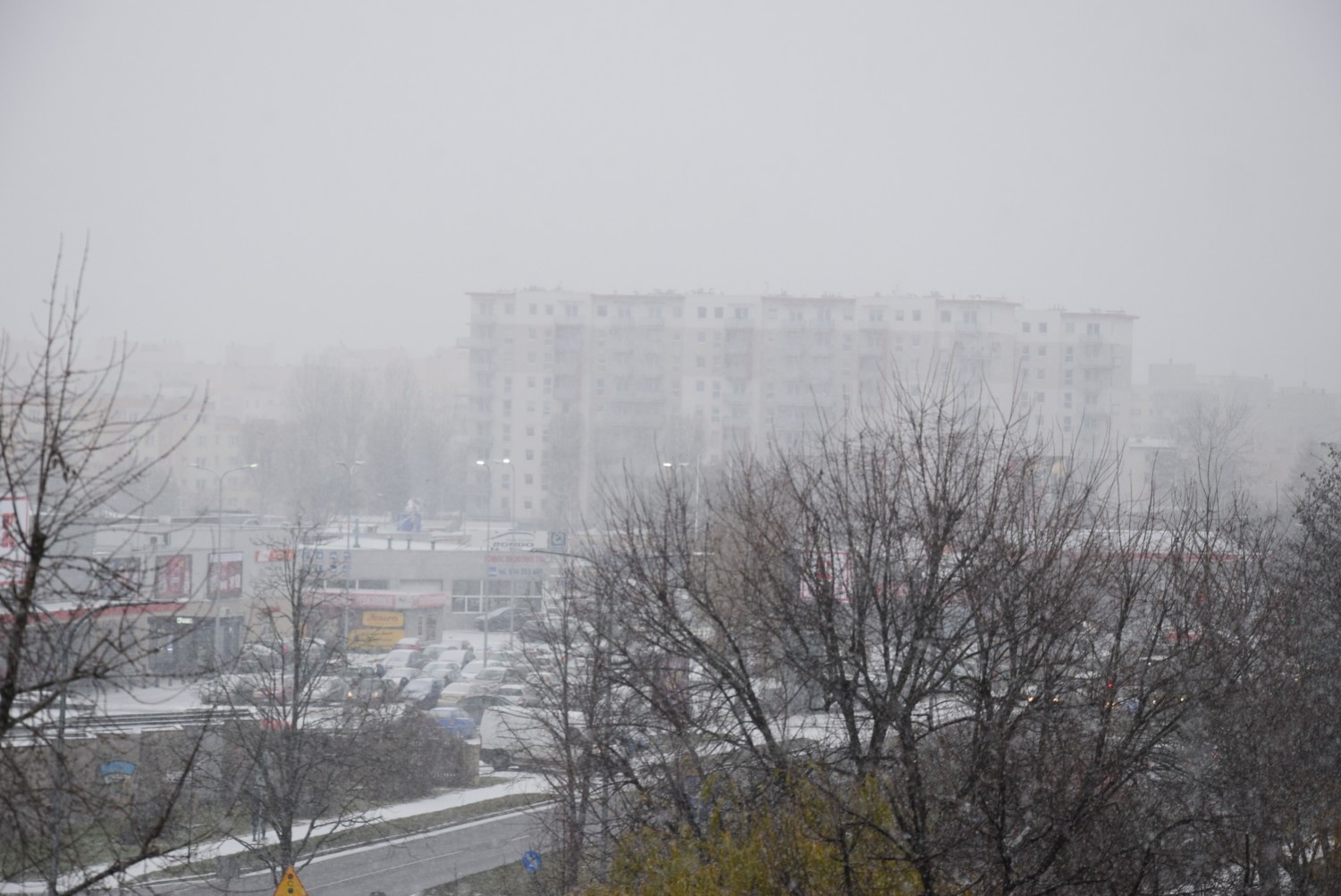 W Kaliszu spadł śnieg. Zobacz, jak wygląda przykryte cienką białą pokrywą osiedle Serbinów