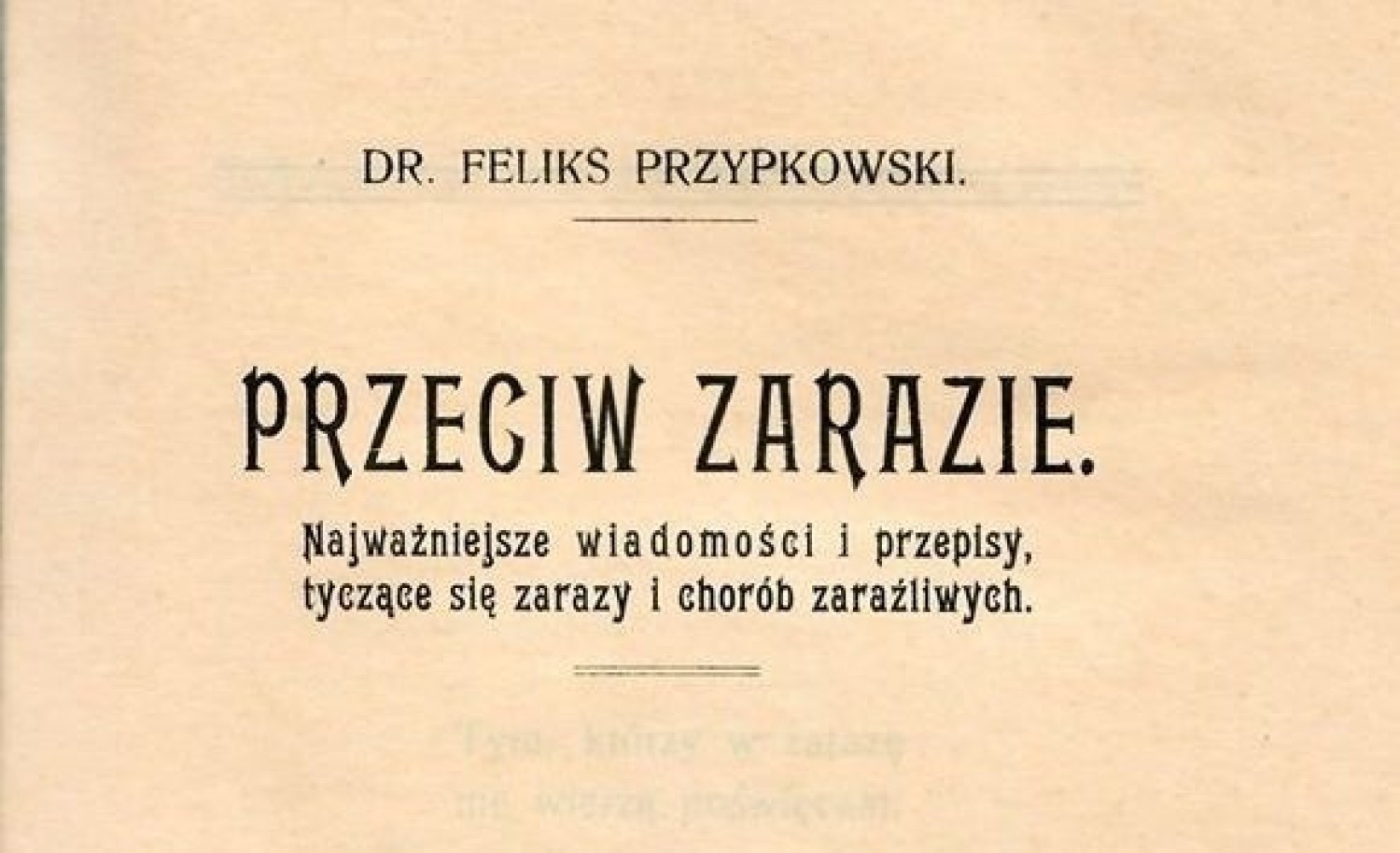 Broszura pod tytułem "Przeciw zarazie