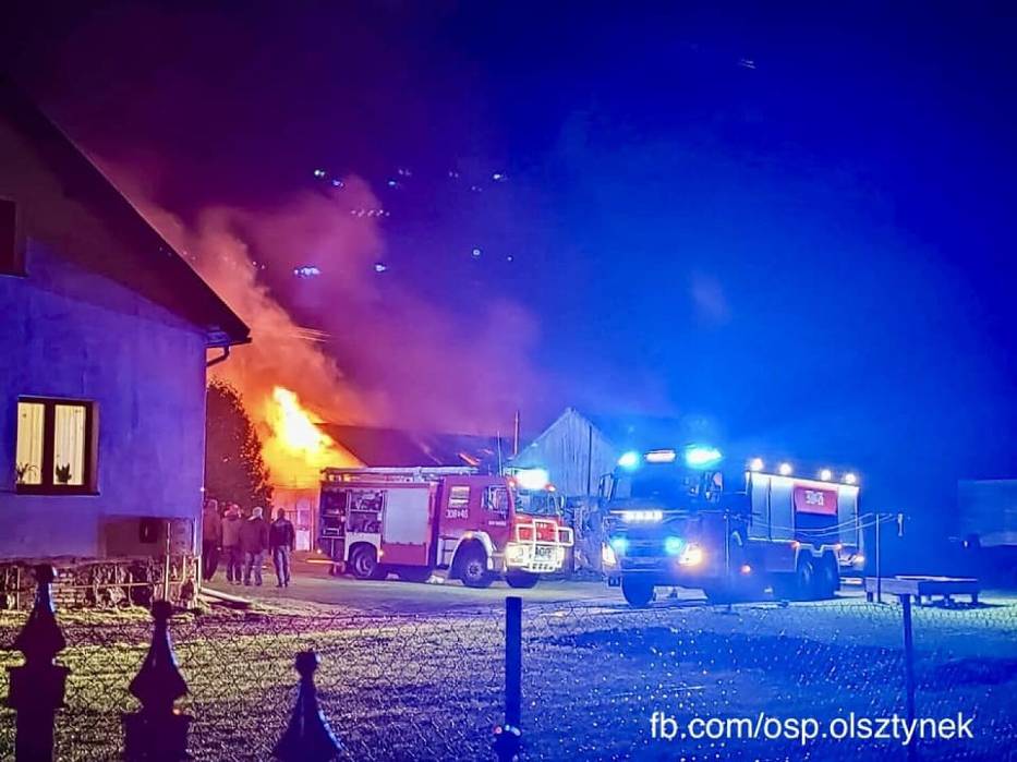 Pożar w tartaku w Mierkach 29.12.2023