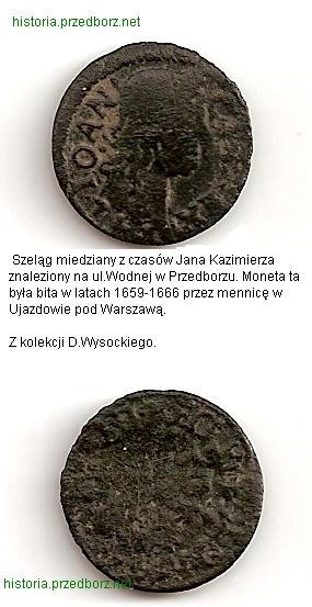 Szeląg miedziany z czasów Jana II Kazimierza znaleziony w Przedborzu