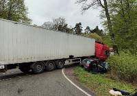 Zderzenie samochodu osobowego i ciężarówki. Wypadek na trasie Kwidzyn-Sztum