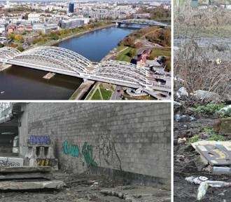 Otoczenie nowych mostów na Wiśle to... śmietnik. Jakie są plany zagospodarowania?