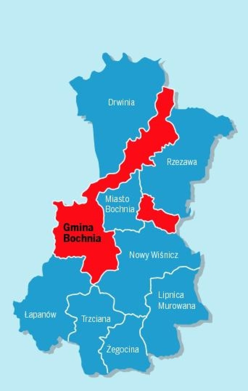Mapa powiatu bocheńskiego