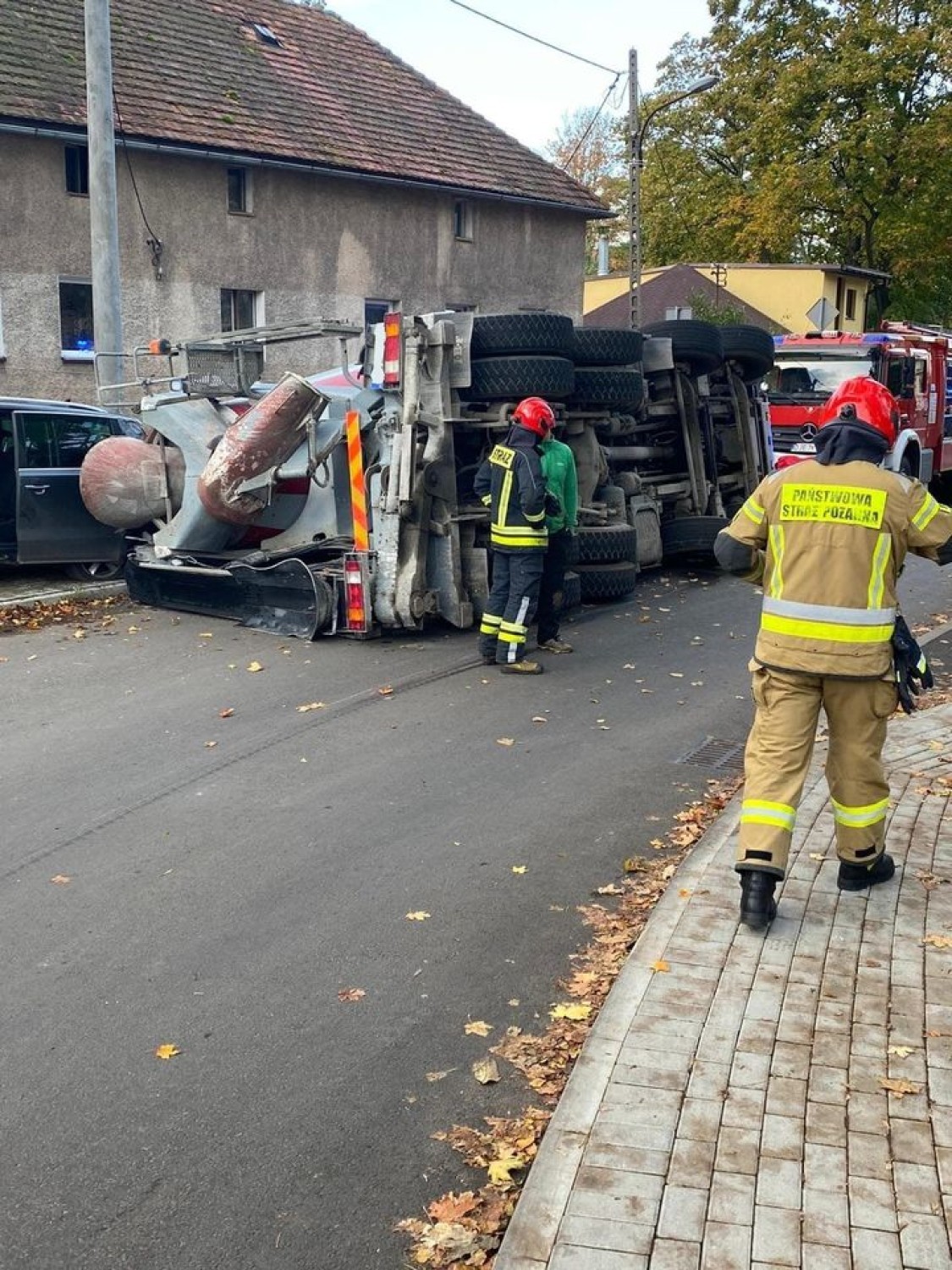 Wypadek betoniarki w Janowicach Wielkich