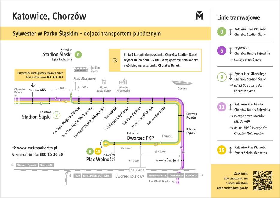 Sylwestrowa Moc Przebojów 2022 - mapa zmian w komunikacji miejskiej