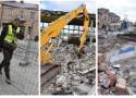 Przed rokiem z krajobrazu Poddębic zaczął znikać „Handlowiec”. Jak przebiegała rozbiórka obiektu szpecącego centrum miasta? ZDJĘCIA