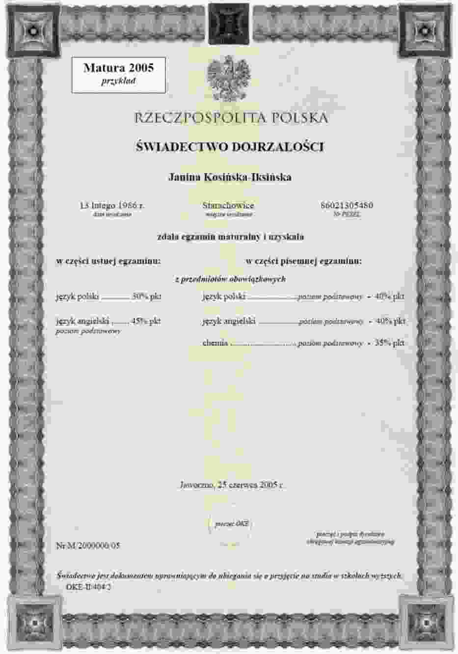 Wzór świadectwa maturalnego http://upload