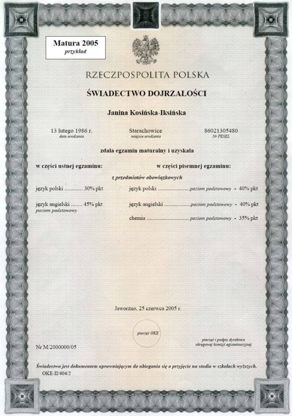 Wzór świadectwa maturalnego http://upload