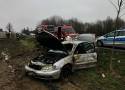 W miejscowości Rasy w gminie Drużbice samochód osobowy uderzył we wjazd na posesję. Pijany kierowca trafił do szpitala, ZDJĘCIA