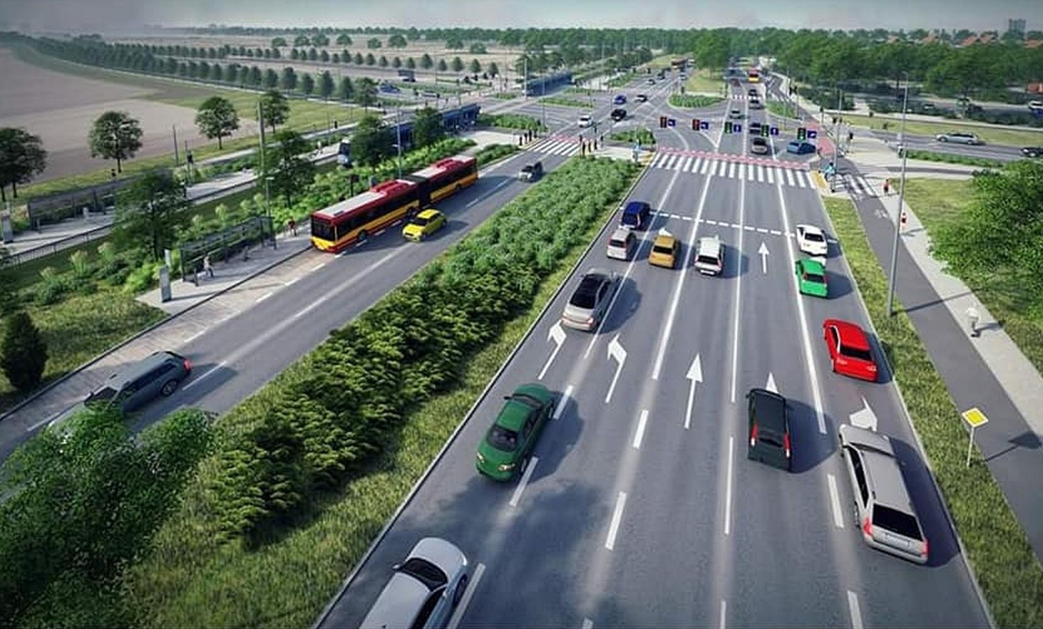Oś Zachodnia i poszerzona ulica Kosmonautów - wizualizacje