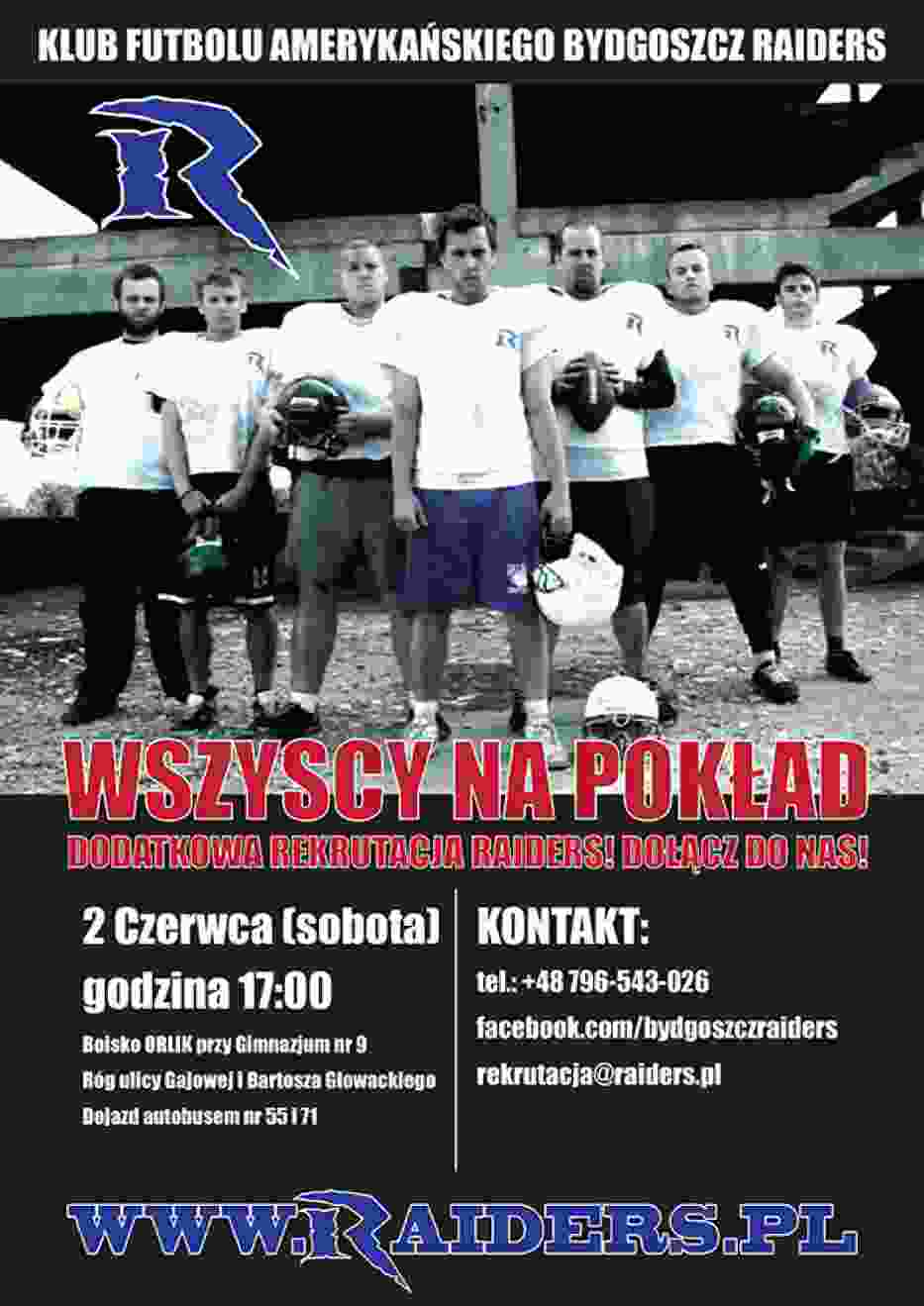 Wielka dogrywka Bydgoszcz Raiders. Drugi nabór do drużyny już 2 czerwca